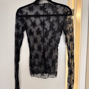 Free People Black Lace Floral Top